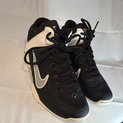 Nike High Top Black White Lace Up Athletic Basketball Sneakers for Men - Thumbnail 2