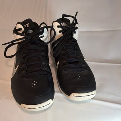 Nike High Top Black White Lace Up Athletic Basketball Sneakers for Men - Image 1