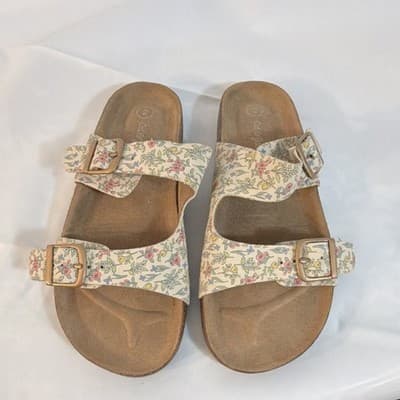 Cat & Jack Floral Buckle Slide Sandals Beige Multicolor Women's AU Size 2