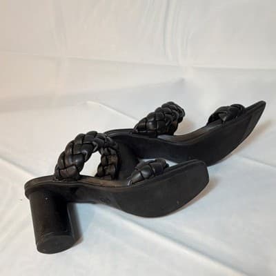 A New Day Black Braided Block Heel Strappy Sandals Women's Size 5.5 Square Toe - Thumbnail 5