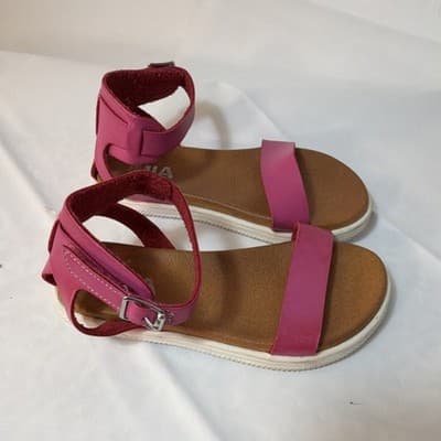 MIA Girls Pink Buckle Ankle Strap Flat Sandals Open Toe Casual Summer US Size 10 - Thumbnail 3