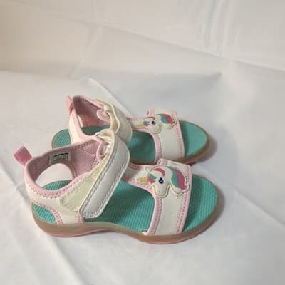Carter's Girls Unicorn Sandals Pink White Aqua Hook & Loop US Size 10 - Thumbnail 5