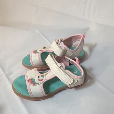 Carter's Girls Unicorn Sandals Pink White Aqua Hook & Loop US Size 10 - Thumbnail 4