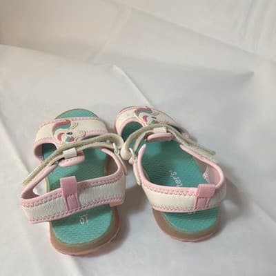 Carter's Girls Unicorn Sandals Pink White Aqua Hook & Loop US Size 10 - Thumbnail 3