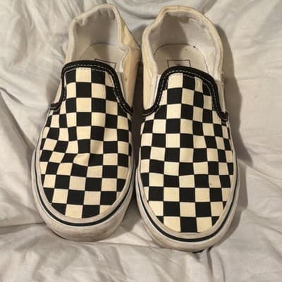 Vans Classic Slip-On Checkerboard Men's Casual Shoe Black White US 6