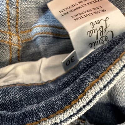 Cosmic Blue Love Distressed Straight Jeans Blue Denim Stretch Women - Thumbnail 3