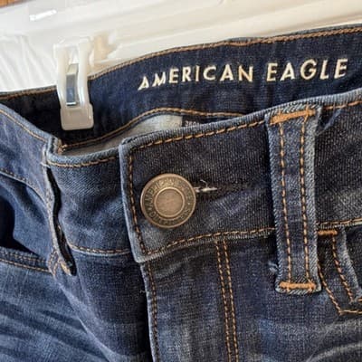 American Eagle High Rise Jegging Distressed Blue Stretch Women's Jeans - Thumbnail 4