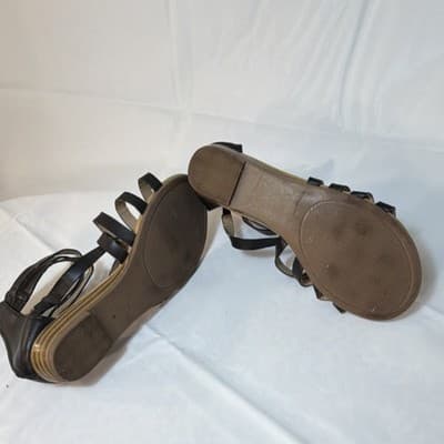 Sugar Black Gladiator Strappy Flat Sandals Women's Buckle Casual Summer - Thumbnail 4