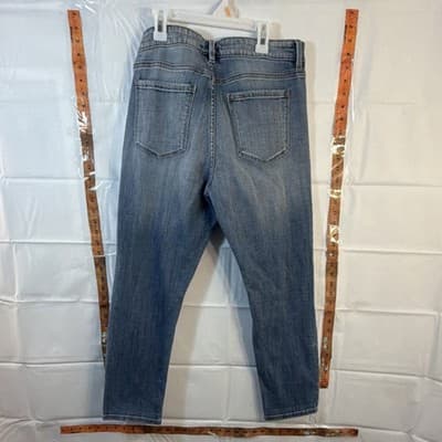 Cosmic Blue Love Distressed Straight Jeans Blue Denim Stretch Women - Thumbnail 4