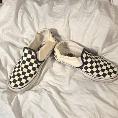 Vans Classic Slip-On Checkerboard Men's Casual Shoe Black White US 6 - Thumbnail 3