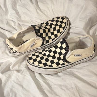 Vans Classic Slip-On Checkerboard Men's Casual Shoe Black White US 6 - Thumbnail 4
