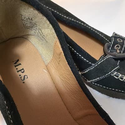 M.P.S. Black Suede Moccasin Flats Buckle Accent Comfort Women's Size 7.5M - Thumbnail 4