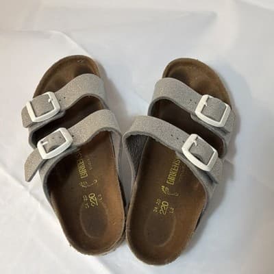 Birkenstock Arizona Unisex Kids Silver Glitter Sandals US 3 EU 34 Buckle - Thumbnail 2