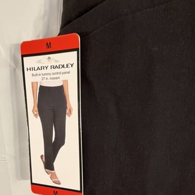 Hilary Radley Women's Black Slim Straight Dress Pants Tummy Control 27" Inseam - Thumbnail 2
