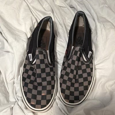 Vans Classic Slip-On Checkerboard Men's Casual Shoe Black Gray US 7.5
