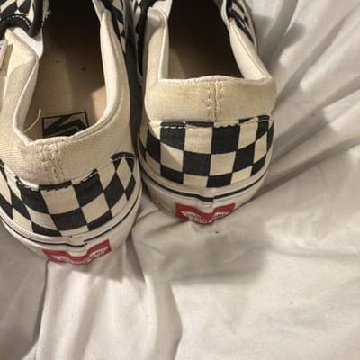 VANS Classic Slip-On Checkerboard Black White Athletic Sneakers for Men - Thumbnail 4