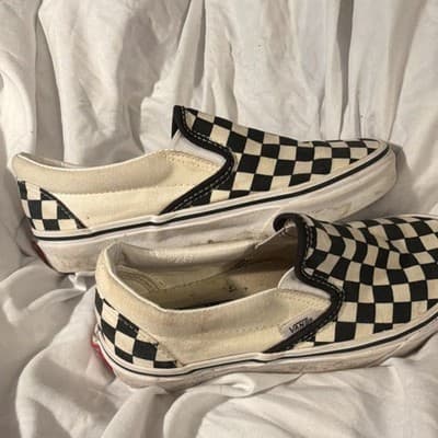 VANS Classic Slip-On Checkerboard Black White Athletic Sneakers for Men - Thumbnail 3