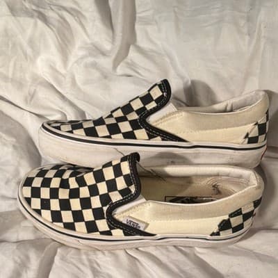 VANS Classic Slip-On Checkerboard Black White Athletic Sneakers for Men - Thumbnail 2
