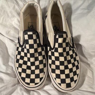 VANS Classic Slip-On Checkerboard Black White Athletic Sneakers for Men
