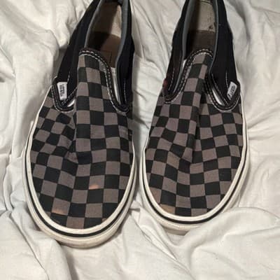 Vans Classic Slip-On Checkerboard Men's Casual Shoe Black Gray US 7.5 - Thumbnail 2