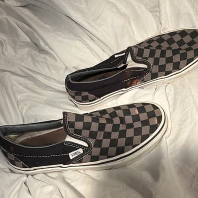 Vans Classic Slip-On Checkerboard Men's Casual Shoe Black Gray US 7.5 - Thumbnail 3
