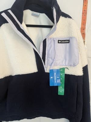Columbia Women's Lodge Sherpa Pullover, Navy Blue and White, Sizes XL and SM - Thumbnail 3
