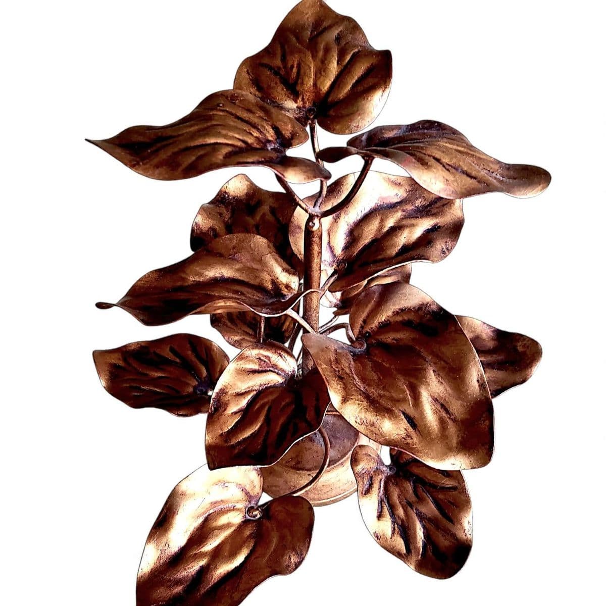 1970s Leaves on the Vine, Walter Hatches Co Gilded Toleware Centerpiece - Made in Italy - Thumbnail 12