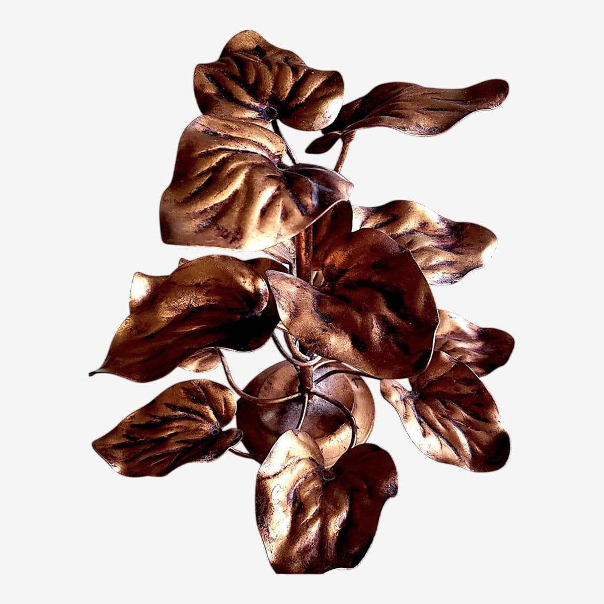 1970s Leaves on the Vine, Walter Hatches Co Gilded Toleware Centerpiece - Made in Italy - Image 1