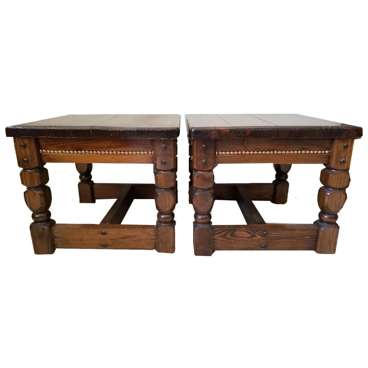 20th C English Dark Walnut Rustic Bobbin Turned Side Table - Thumbnail 11