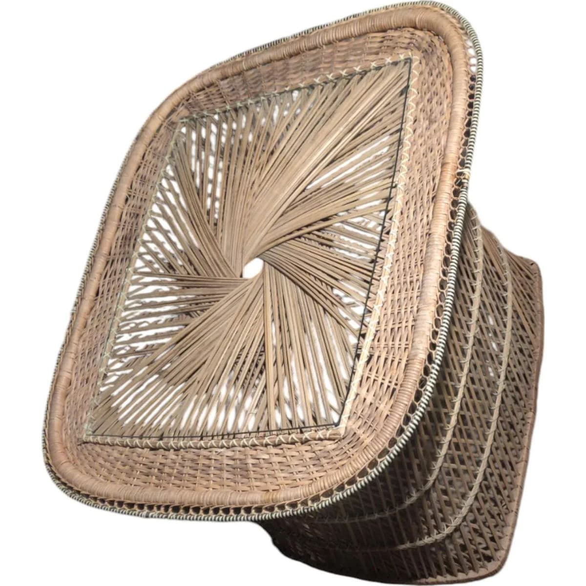 Mid-Century Bohemian Chic Casual Buri Rattan Rectangular Coffee Table - Thumbnail 6