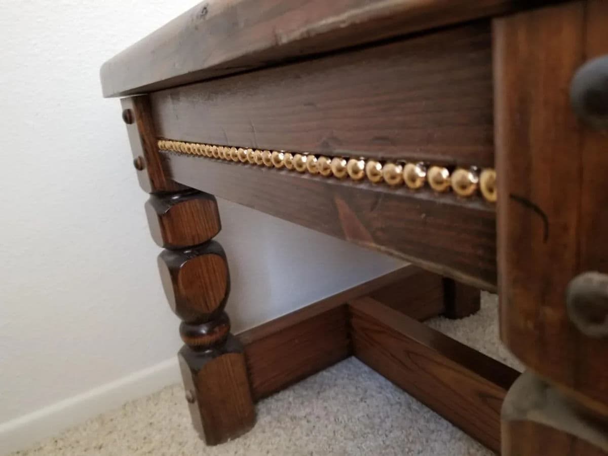 20th C English Dark Walnut Rustic Bobbin Turned Side Table - Thumbnail 4