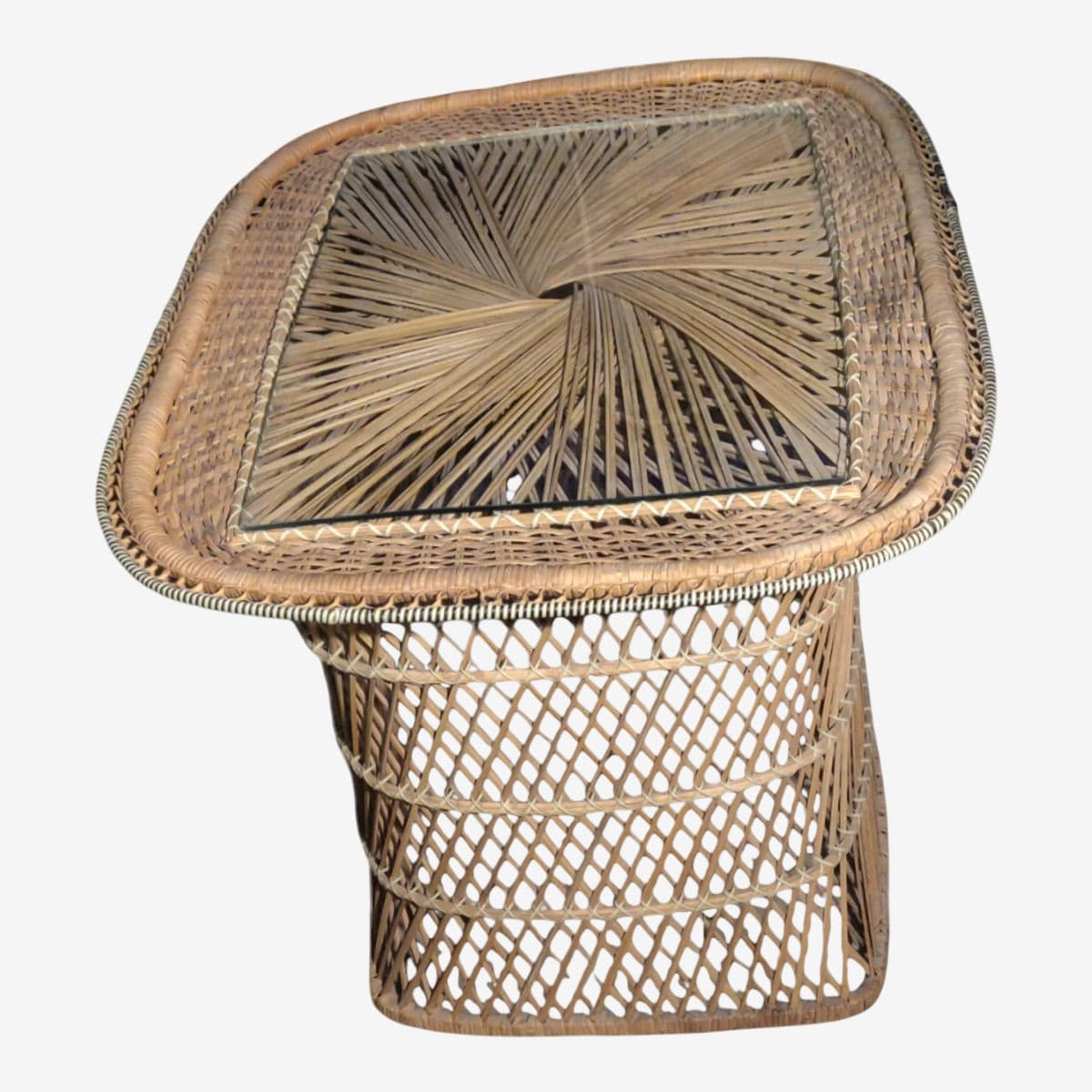 Mid-Century Bohemian Chic Casual Buri Rattan Rectangular Coffee Table - Image 1