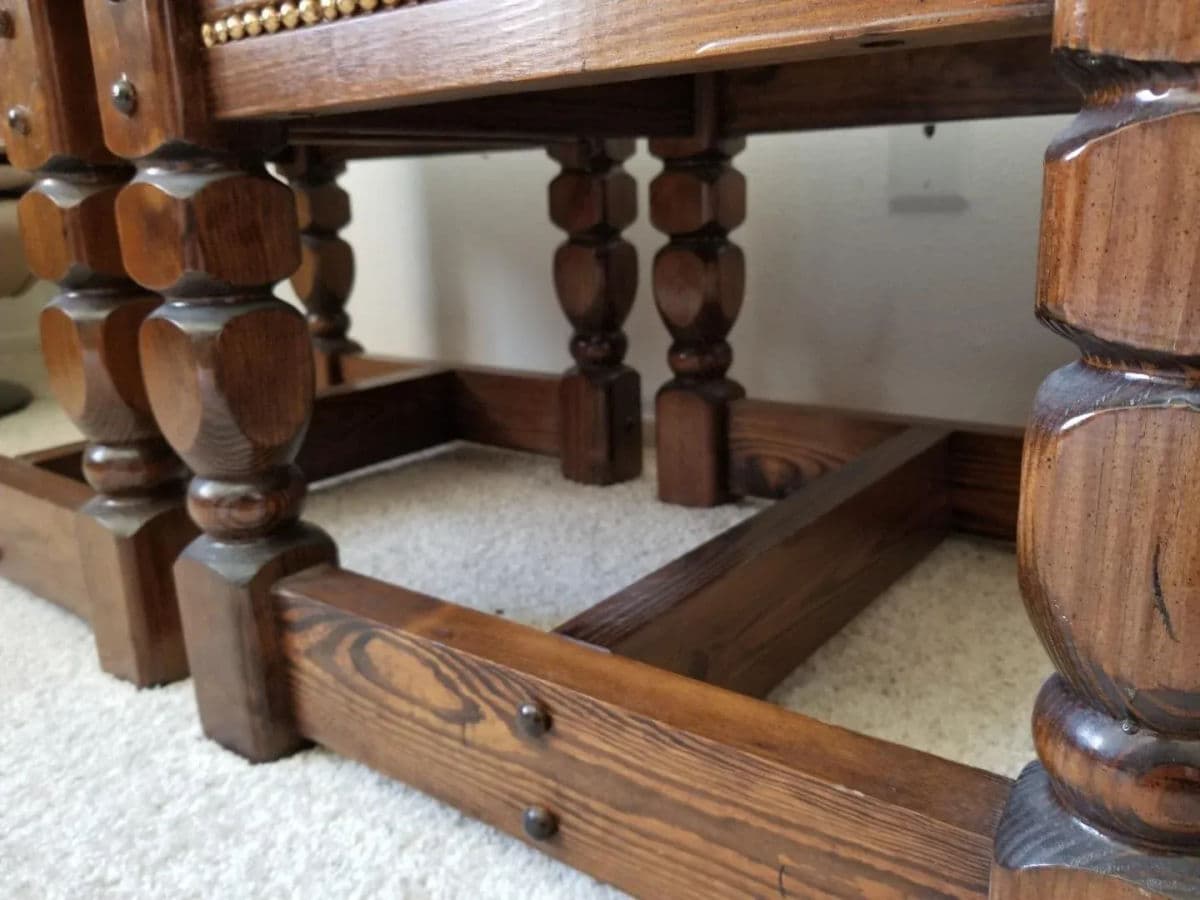 20th C English Dark Walnut Rustic Bobbin Turned Side Table - Thumbnail 6