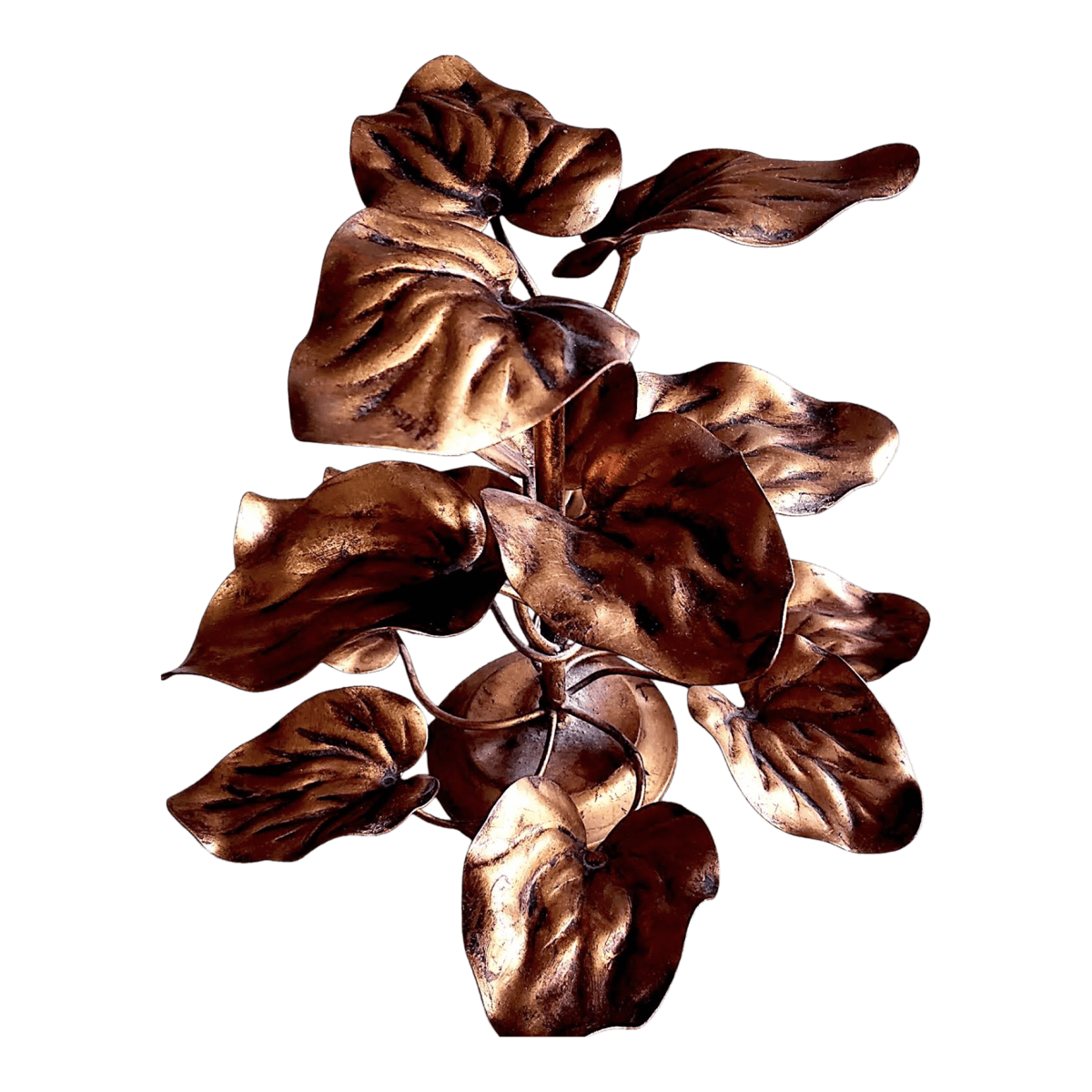 1970s Leaves on the Vine, Walter Hatches Co Gilded Toleware Centerpiece - Made in Italy - Thumbnail 2