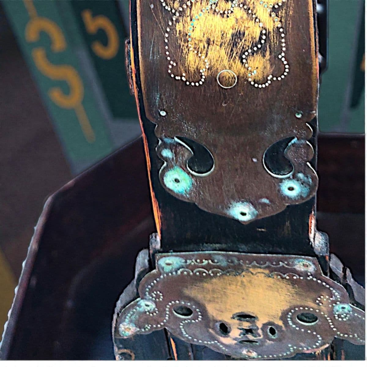 1950's 3 Tiered Octagonal Brass Handled Chinese Wedding Basket - Thumbnail 14