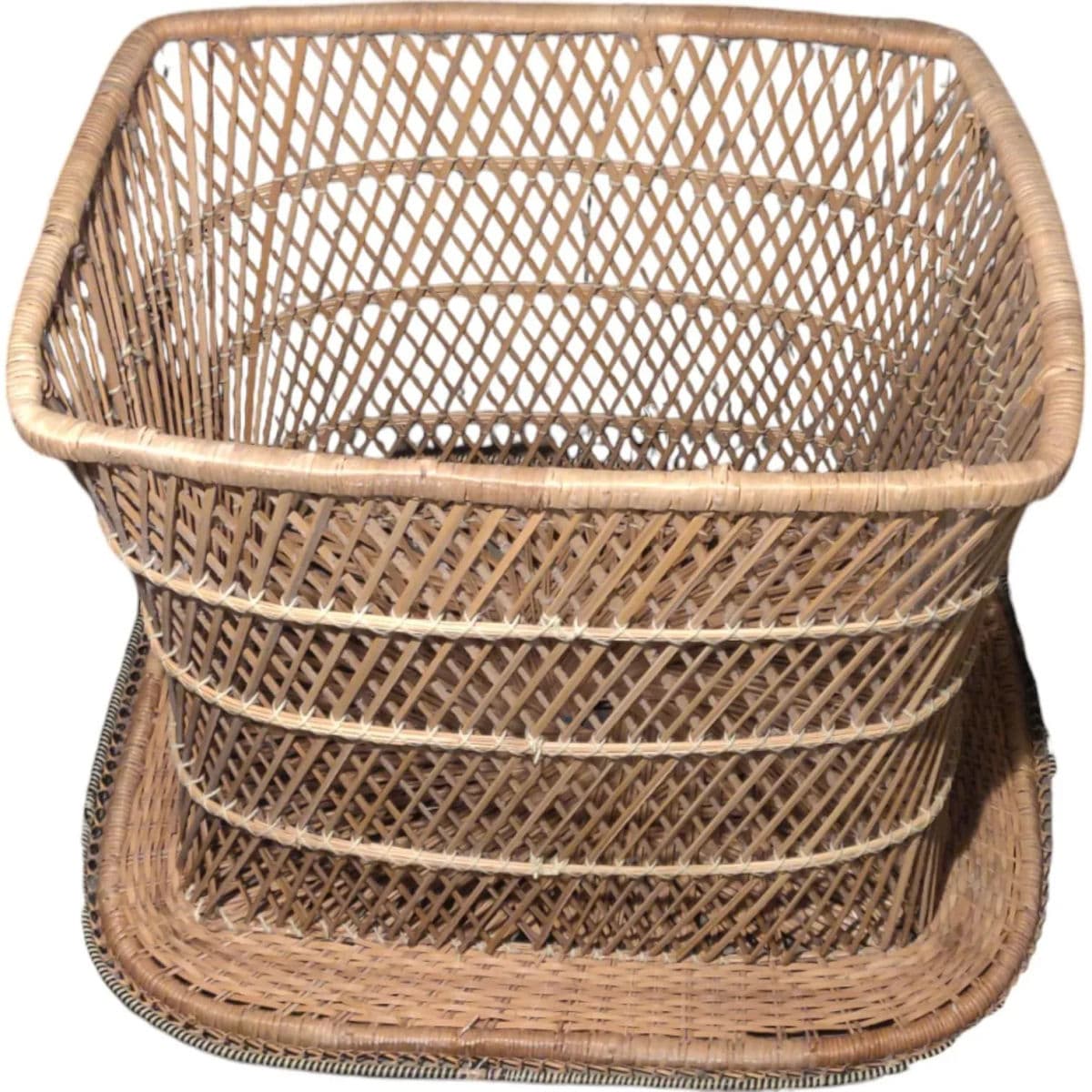 Mid-Century Bohemian Chic Casual Buri Rattan Rectangular Coffee Table - Thumbnail 8