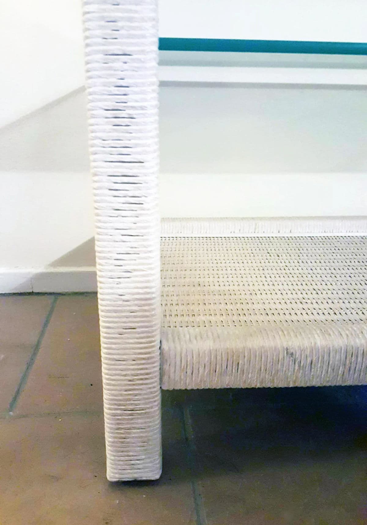 1970's Henry Link White Wicker Woven Wrapped 5-Tier Pin-Lit Étagère - Thumbnail 7