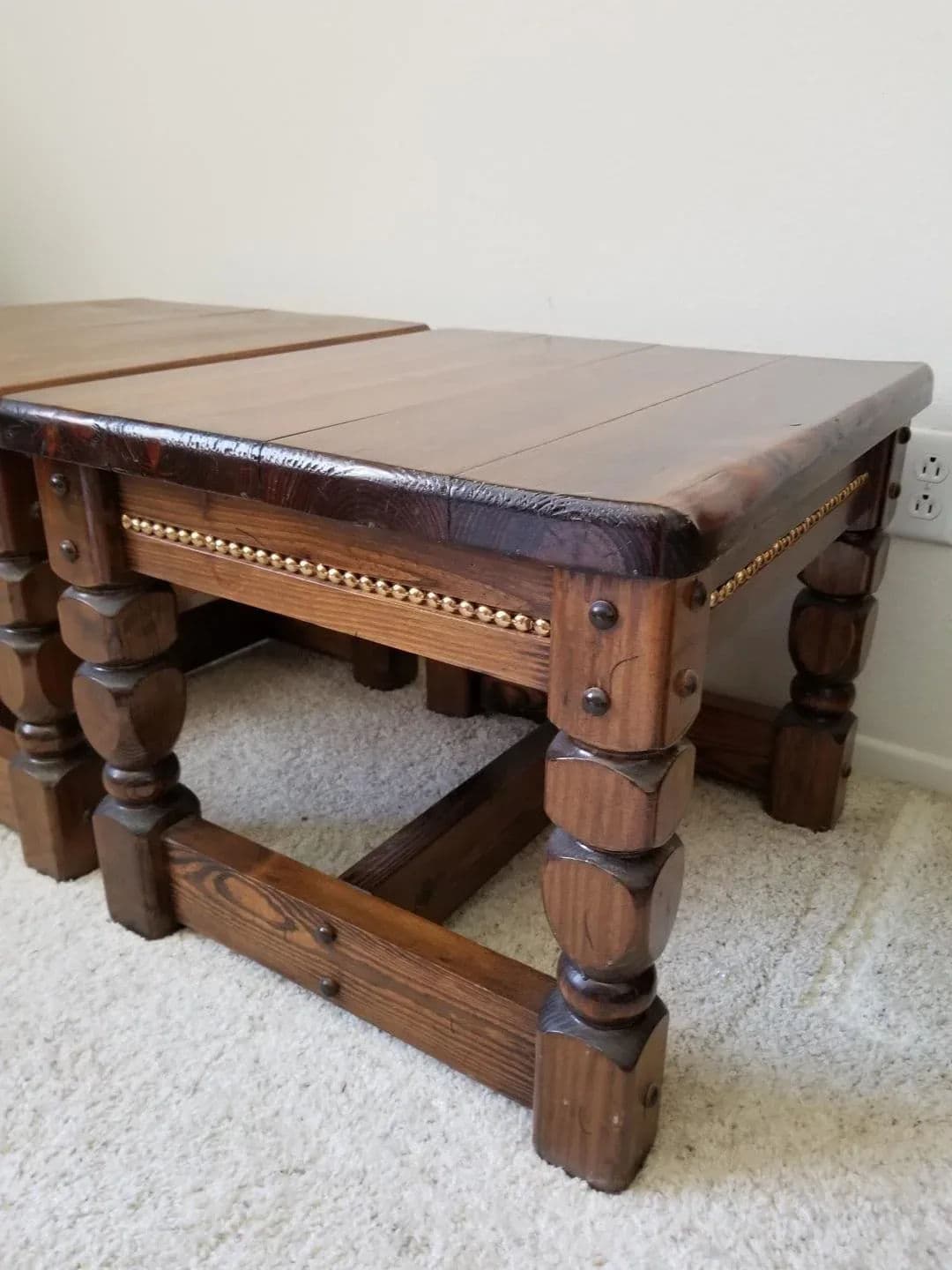 20th C English Dark Walnut Rustic Bobbin Turned Side Table - Thumbnail 5