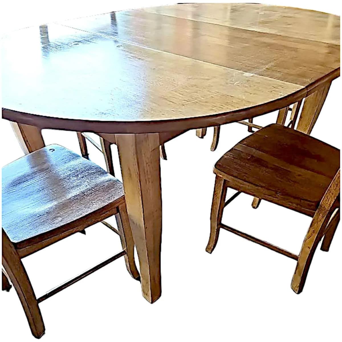 Vintage Amish Style Expandable Rustic Farmhouse Kitchen Table and 4 Ladderback Chairs - Thumbnail 6