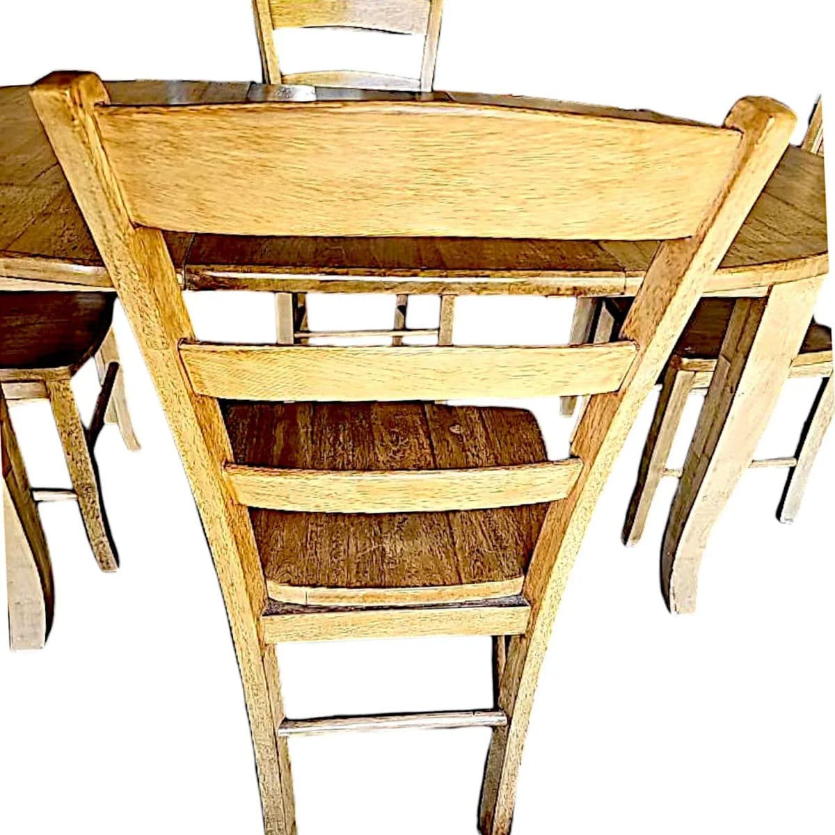 Vintage Amish Style Expandable Rustic Farmhouse Kitchen Table and 4 Ladderback Chairs - Thumbnail 5
