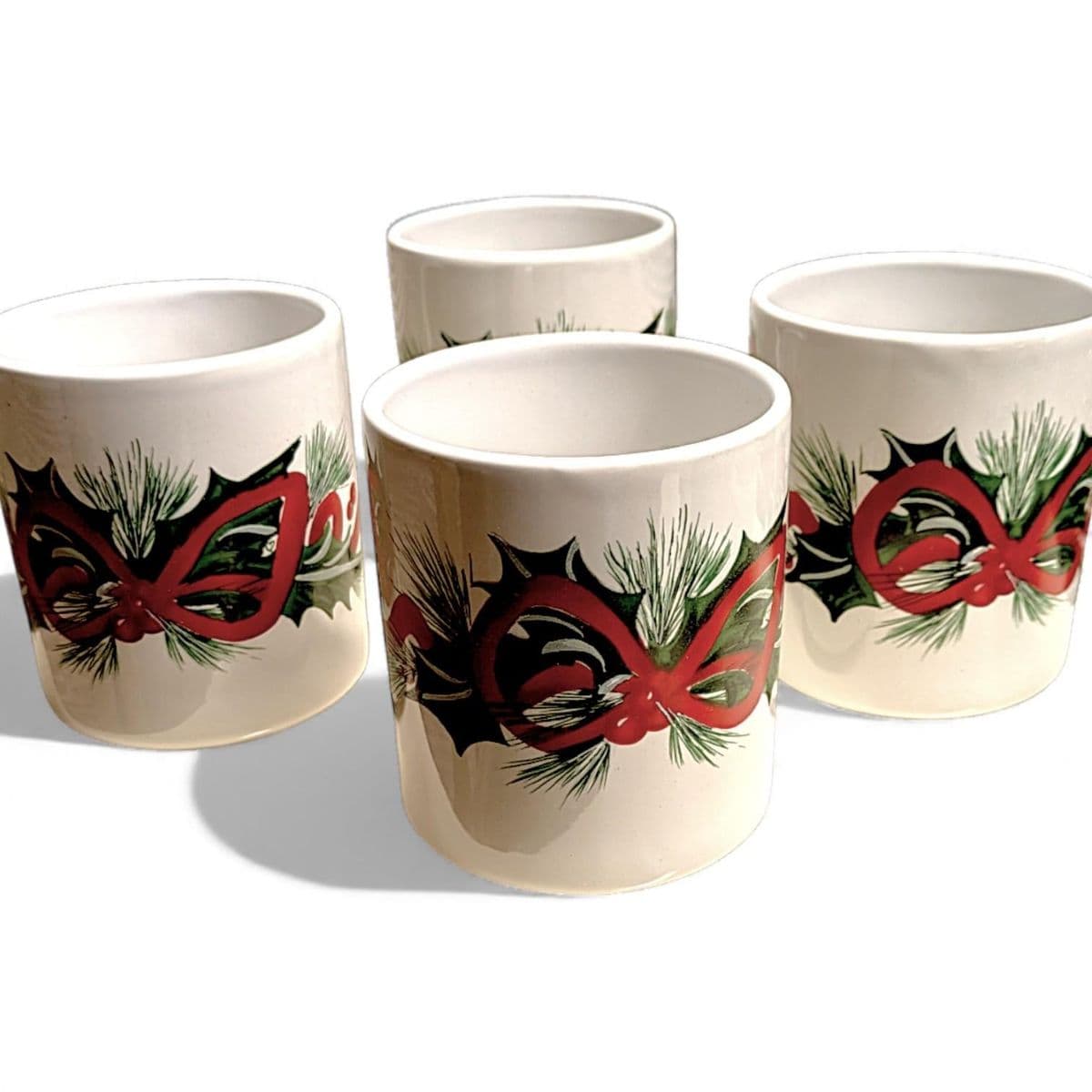 Late 20th Century Gibson Holiday Charm Holly Berry Dinnerware Place Setting for 4 - Set of 33 Pieces - Thumbnail 14