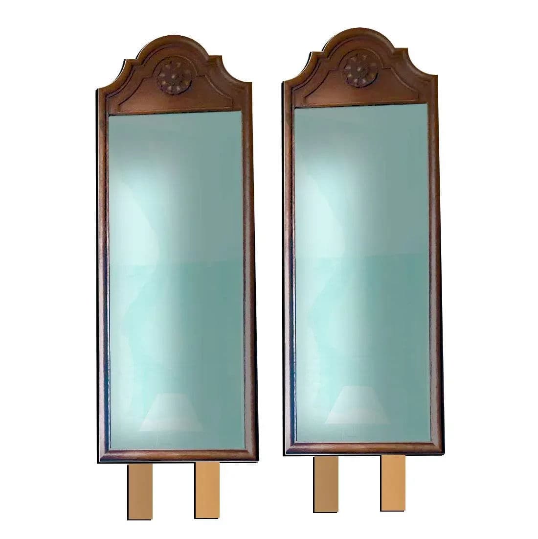 German Baroque Revival Tilting Resin Walnut Framed Dresser Mirrors - a Pair - Thumbnail 9