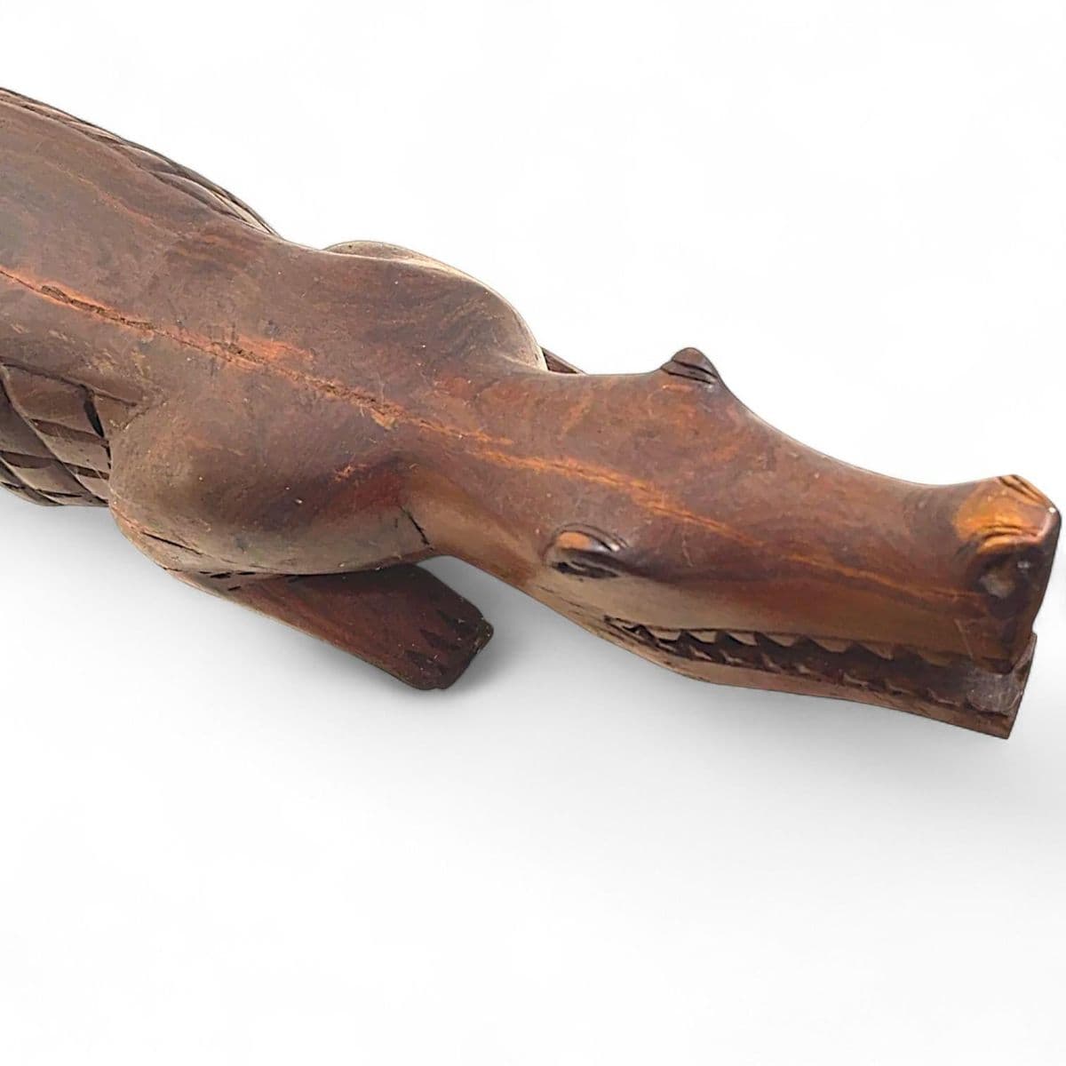 Extraordinary3.5 Foot Hand Sculpted Tribal Style Wooden Alligator Statue - Thumbnail 11