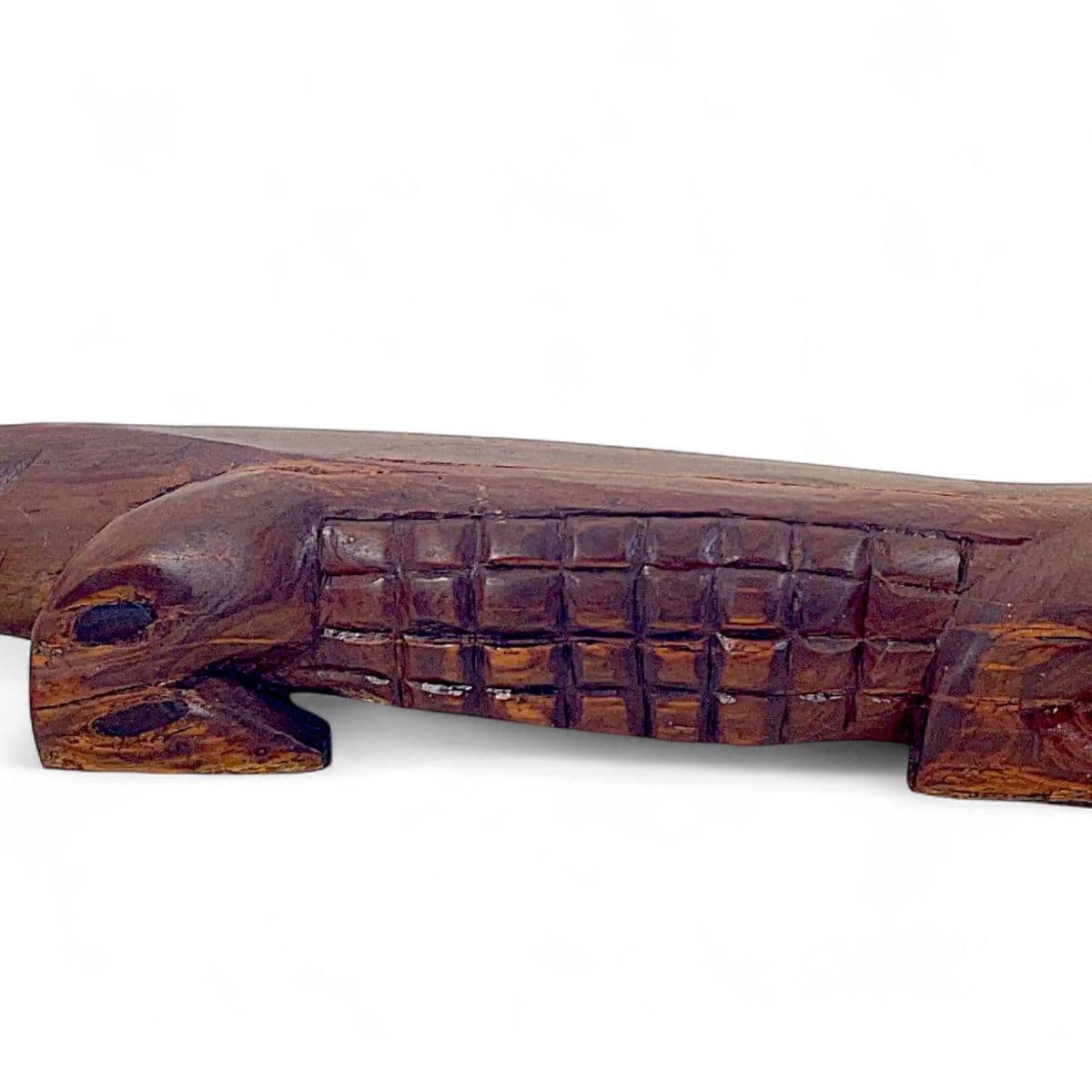 Extraordinary3.5 Foot Hand Sculpted Tribal Style Wooden Alligator Statue - Thumbnail 15
