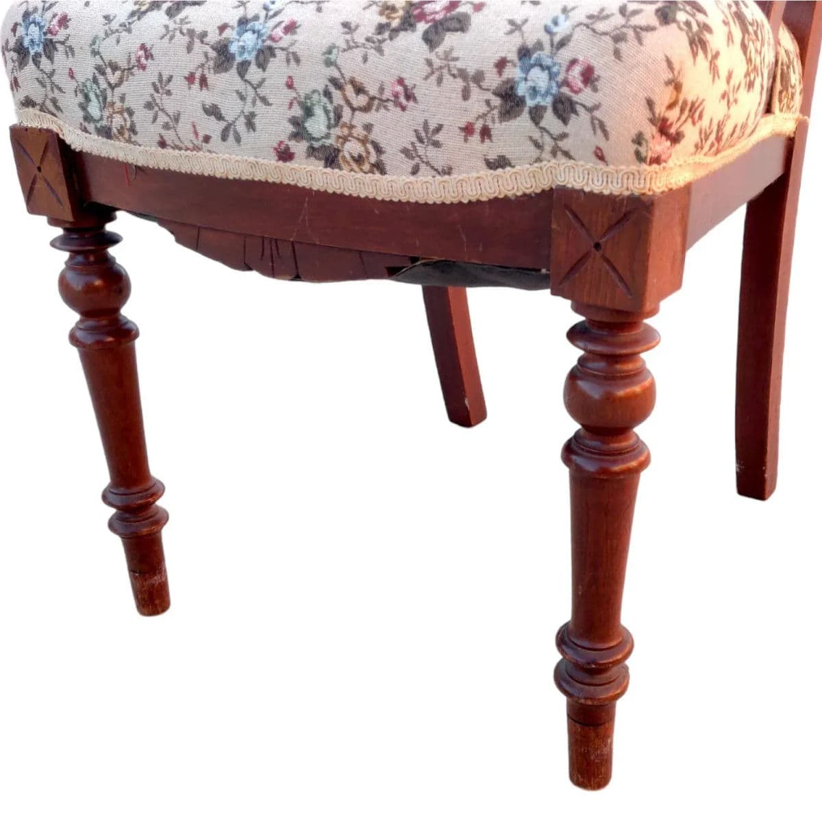 19th Century Antique Victorian Eastlake Style Upholstered Mahogany Side Chair - Thumbnail 8