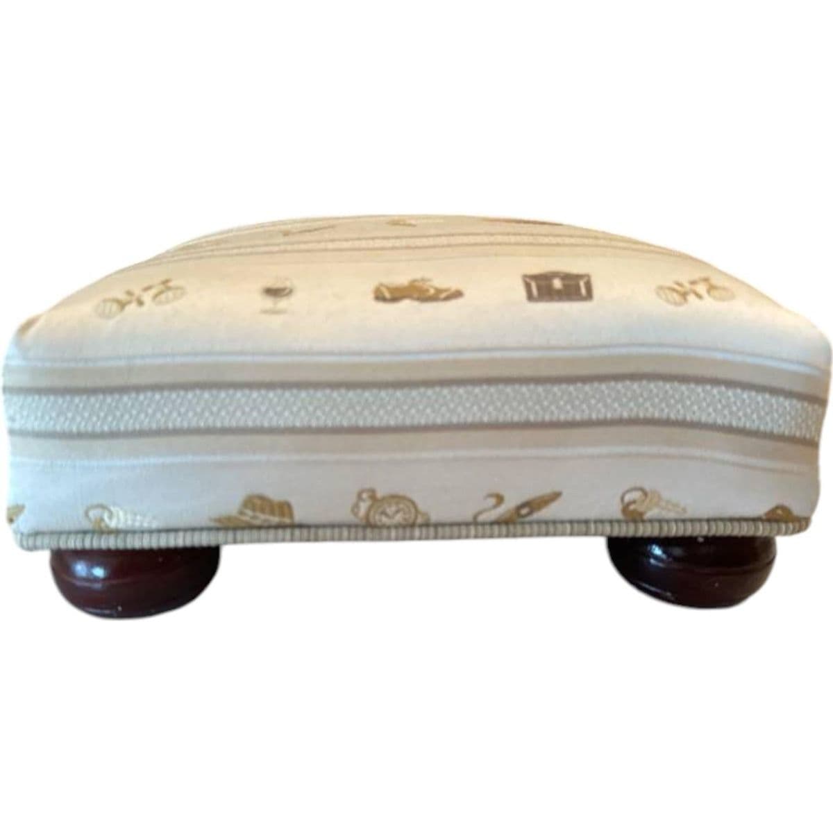 Early 1900s French Louis XVI Style Carved Walnut Fauteuil Fireside Armchair and Matching Ottoman - Thumbnail 10