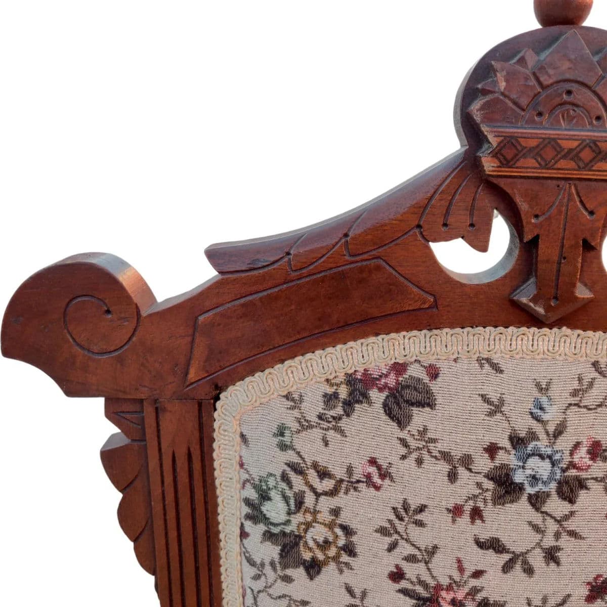 19th Century Antique Victorian Eastlake Style Upholstered Mahogany Side Chair - Thumbnail 7