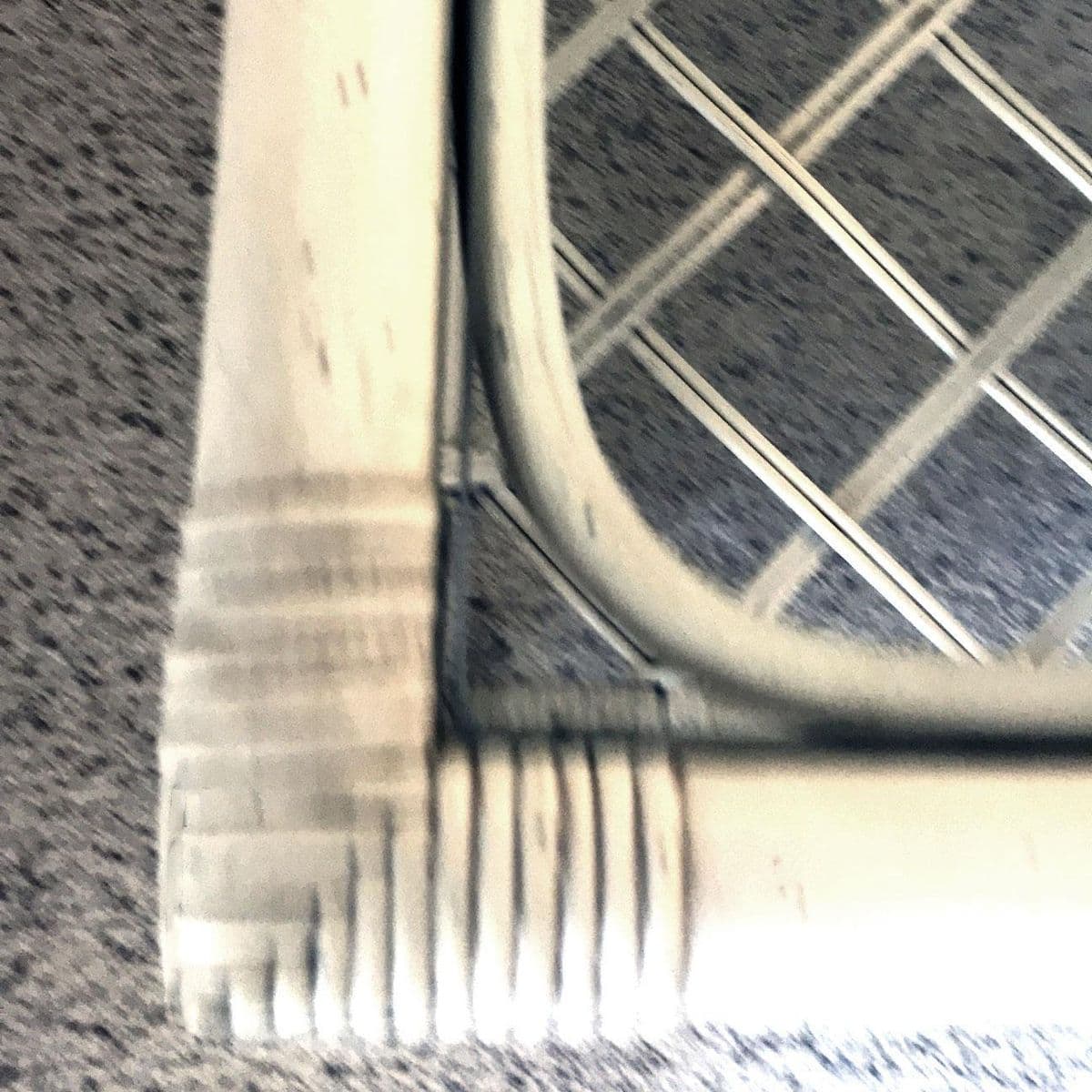 1990s White Rattan Ficks Reed Style Side Table With Latticed Lower Shelf - Thumbnail 5