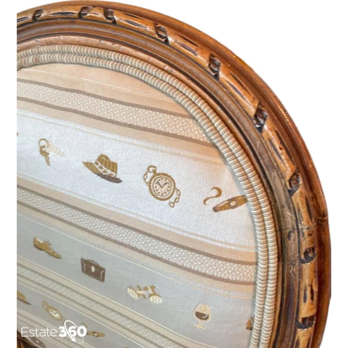 Early 1900s French Louis XVI Style Carved Walnut Fauteuil Fireside Armchair and Matching Ottoman - Thumbnail 6