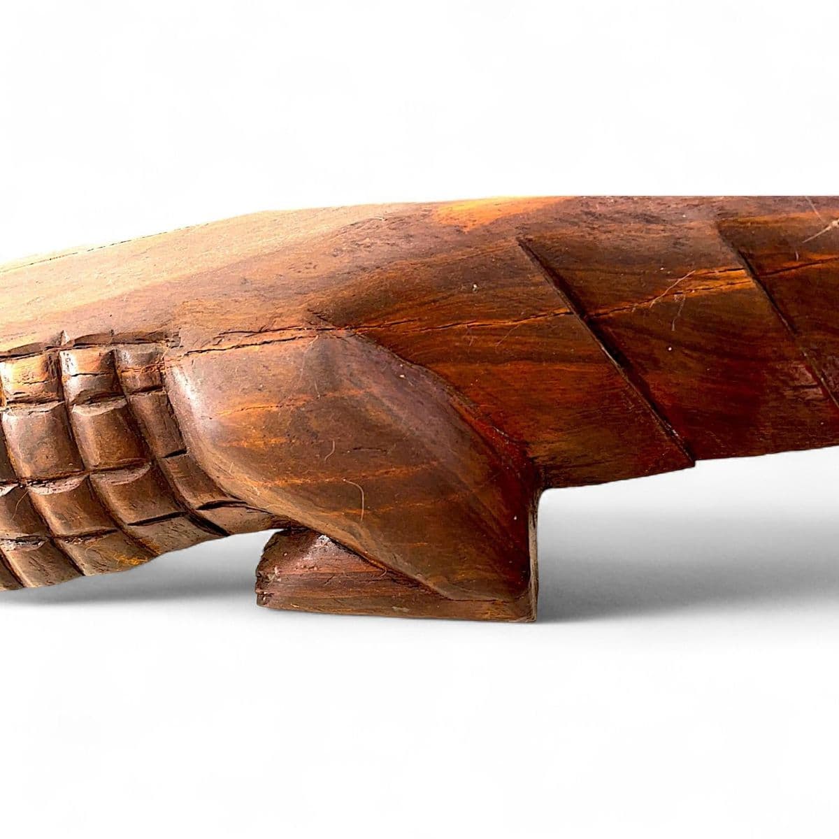 Extraordinary3.5 Foot Hand Sculpted Tribal Style Wooden Alligator Statue - Thumbnail 13